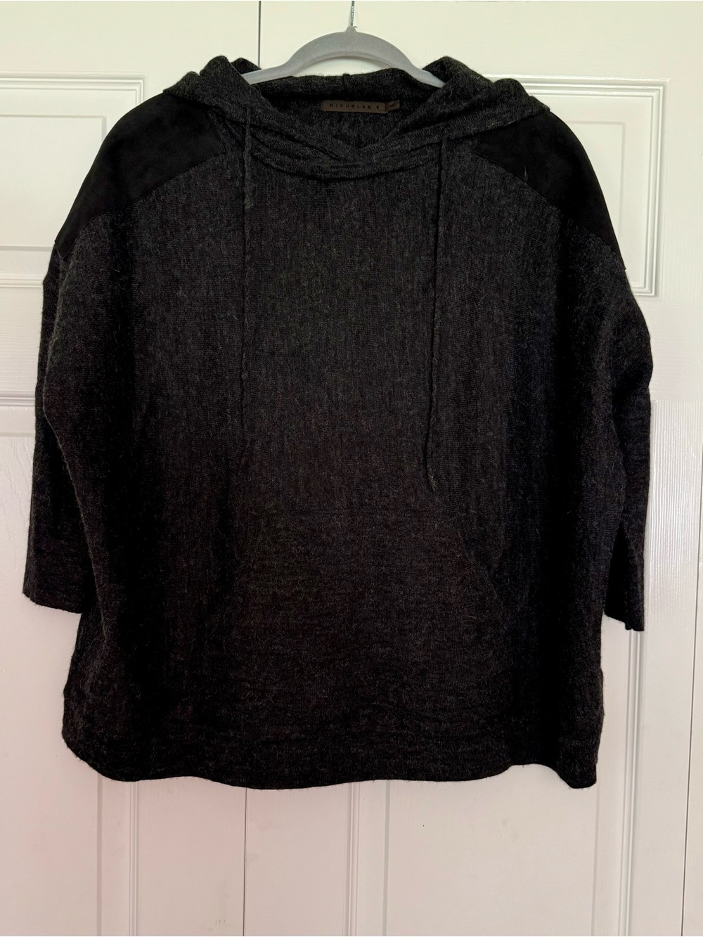 Nicholas K Oversized Hooded Gray Sweater with Pouch Pocket - Medium